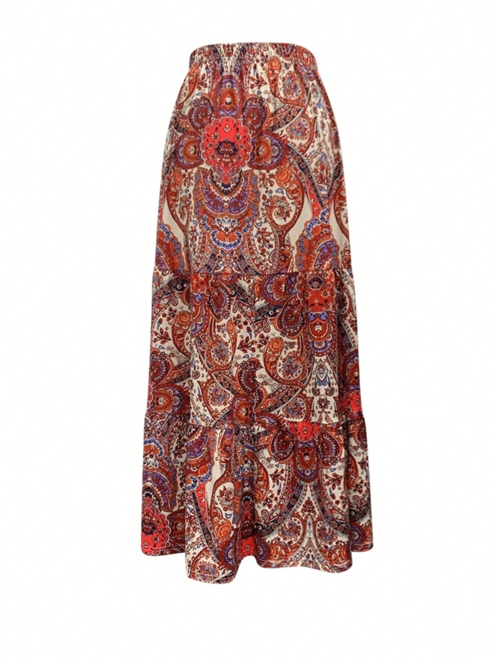 Boho Paisley All over print mid waist layered Maxi Skirt - Picture 2 of 3